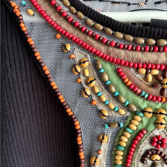 Berek by Takako Saxon Black Long Sleeve Beaded Ribbed Sweater - Picture 6 of 7